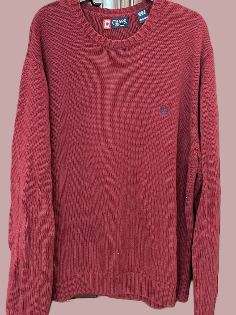 Chaps Men's Maroon Red Knit Crewneck Sweater Size XXL